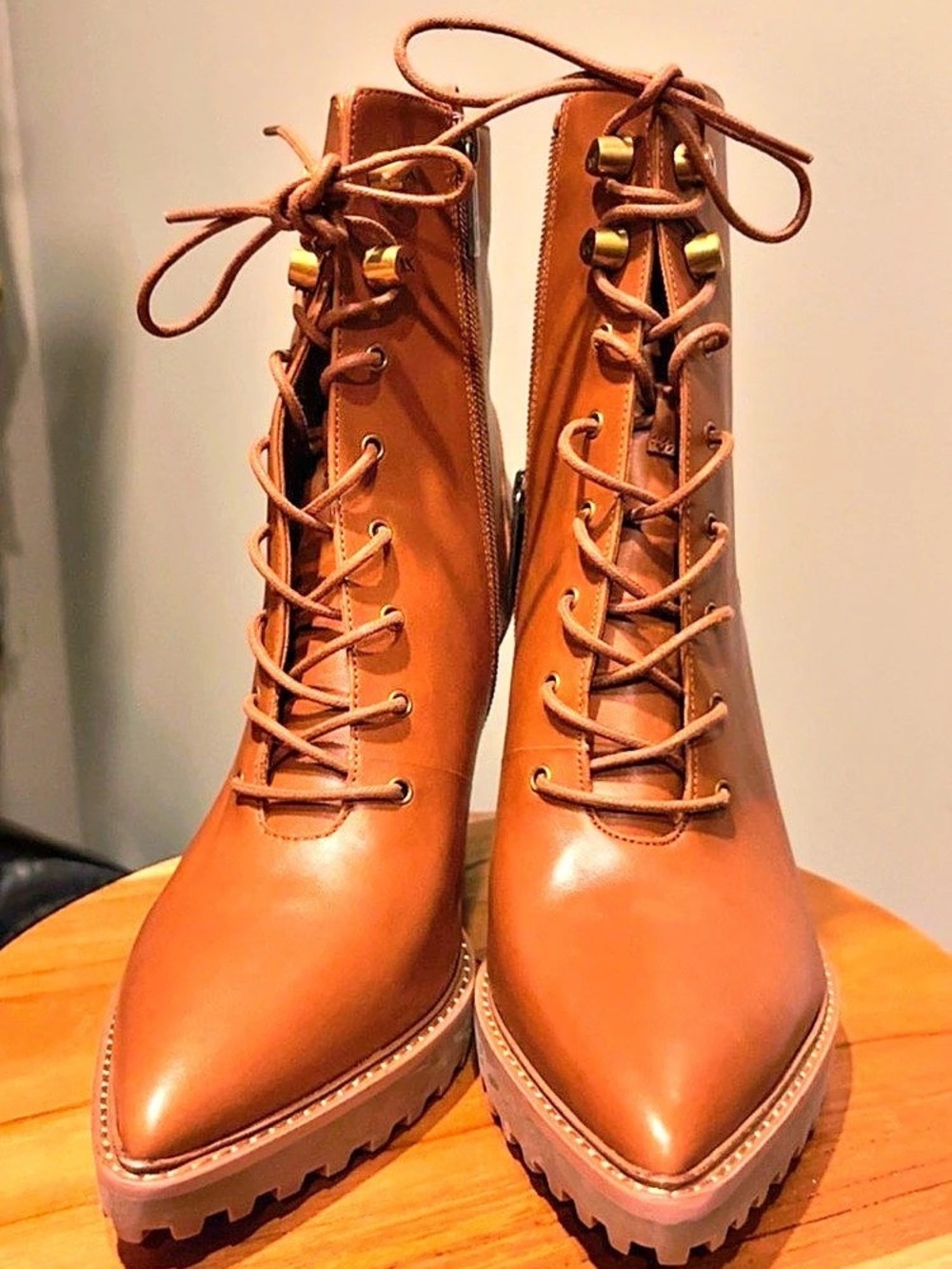 Michael Kors Kyle Leather Lace-Up Boot Heeled Boots US 7.5